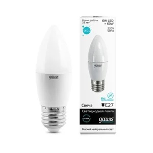 Лампа Gauss LED Elementary Candle 6W E27 4100K Улыбка Света